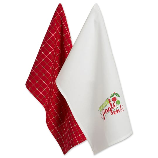 DII® Assorted Jingle On Holiday Printed Dishtowel Set